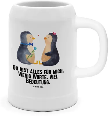 Produktbild von Mr. & Mrs. Panda Seidel Pinguin Pärchen - Weiß - Geschenk, Krug, Hochzeitsgeschenk, Steinbierkrug, Tonkrug, Bier Humpen, Liebe, Steinkrug, Hochzeitstag