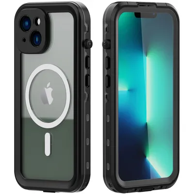 Immagine prodotto di Custodia impermeabile per iPhone 14 Plus, compatibile con MagSafe, resistente alla polvere e alla neve, IP68 custodia protettiva completa con protezione dello schermo integrata nero