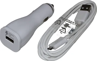 Produktbild von Ladegerät für original Samsung Galaxy S4 / S4 Mini / S4 Active / S3 LTE / S3 Mini / S3 KFZ-Ladekabel Datenkabel in Weiss PKW LKW Auto Ladekabel Car Charger Aufladekabel Adaptive Fast Charging Aufladegerät 2000 mAh MicroUSb Anschluss + Emiro Reinigungspad