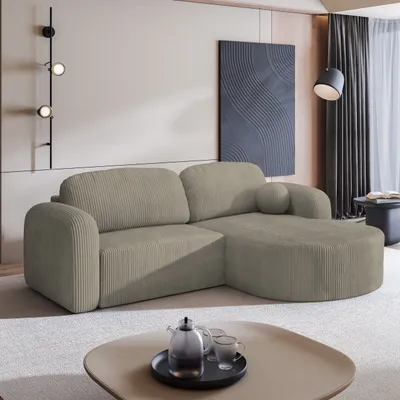 Produktbild von Masseno Ecksofa AMILIA P mit Schlaffunktion L-Form, Sofa mit Bettkasten, Wohnzimmersofa, Couch, Soffa, Bettsofa, Couchgarnitur- Beige, POSO 02