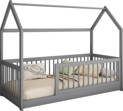 Produktbild von MIRJAN24 Kinderbett Greta 90, Kinderzimmer Bett mit Lattenrost, Holzkonstruktion (Farbe: Acryl Grau, Größe: 90x200 cm)