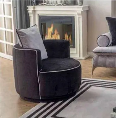 Produktbild von Cocktailsessel Sessel Ohrensessel Stoff Wohnzimmer Schwarz Modern