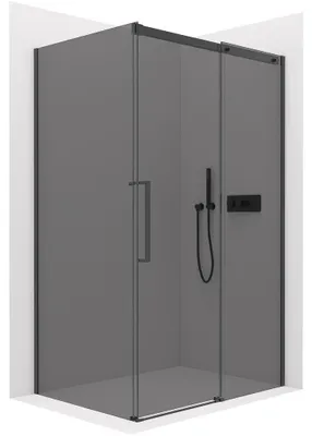 Produktbild von CERANO - Duschkabine Lantono L/P - 8 mm - Soft-Close - Schwarz matt, getöntes Glas - 120x80x195 cm - Schiebetür
