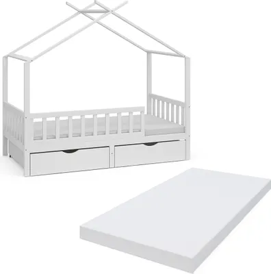 Produktbild von Vitalispa Hausbett Franka, 80x160 cm mit 2 Schubladen und Matratze, Weiß