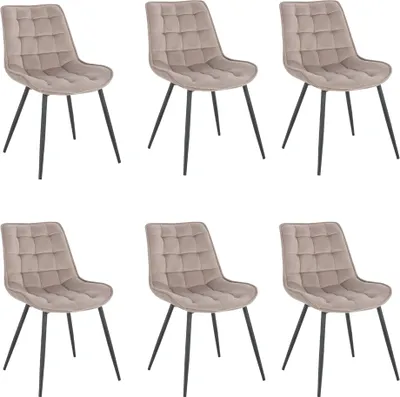 Produktbild von Home Deluxe Esszimmerstuhl IKALO, Hellbraun, 6er Set, weich gepolstert, Polyester, 120kg Tragkraft, pflegeleicht