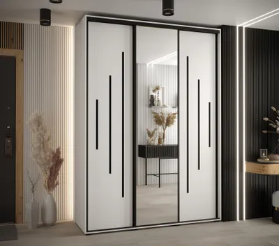 Produktbild von Kleiderschrank ASIRI 13 - 170/45 cm, weiß/schwarz