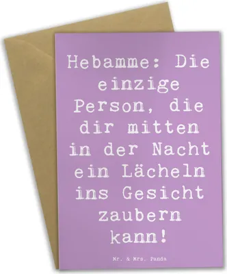 Produktbild von Mr. & Mrs. Panda Grußkarte Spruch Hebamme Lächeln - Lavendeltraum - Geschenk, Berufsleben, Grußkarten, zugewandt, Berufspassion, Nachsorge, osterkarte, Beruf, Klappkarte