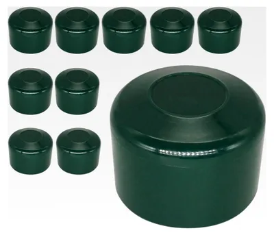 Produktbild von 10 Stück Zaunpfostenkappen rund 38 mm grün Kunststoffkappen für runde Zaunpfosten
