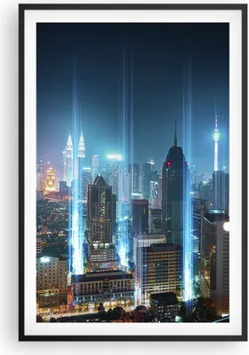 Produktbild von Gerahmtes Poster - Schwarzer Rahmen - Stadt Nacht Straße - 61x91,5 cm - Wand Bild - Wanddeko - Wandbilder - Kunstposter - Wandposter - Bilderrahmen - Bilder - Kunstdruck - Wandbild - P2BPA61x91-3903