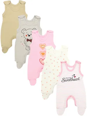 Produktbild von TupTam Unisex Baby Strampler mit Aufdruck 5er Set, Farbe: Herzen_MommysSweetheart_Bär_Punkte, Größe: 74