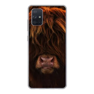 Produktbild von MuchoWow® Handyhülle Schutzhülle Hülle für Samsung Galaxy A71 Schottischer Highlander - Kuh - Schwarz - Porträt Silikon Softcase Handy Hülle - Kartenbesitzer