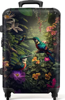 Produktbild von NoBoringSuitcases.com® Großer Koffer - Blumen - Vogel - Dschungel - Pflanzen - Kombinationsschloss TSA - Hartschalen Trolley 4 Rollen - 72 liter - Reisekoffer - 66 cmKoffer Mittelgroß 67x43x25 cm, 72L,