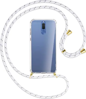 Produktbild von Handykette Backcover-Schutzhülle mit Band (Metall goldfarben) für Huawei Mate 10 Lite / G10 - weiß/grau