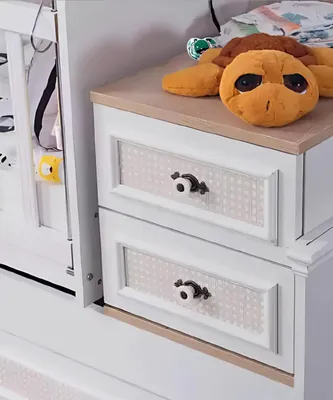 Image de Lit bébé Chambre d'enfant Chambre à coucher complète Armoire Commode bois 3pcs.