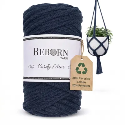 Productafbeelding van Makramee garen 3mm Cordy Mini, 250g katoenen koord, zacht en scheurvast, kleur 113 Midnight