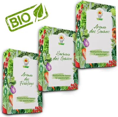 Produktbild von Samen Gemüsesamen Gemüsesamenset Gemüsesorten 33 Stück Gemüse Samen Mix Kohl Spinat Zwiebel Blumenkohl Karotte