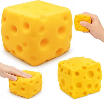 Productafbeelding van Stressballen in kaasvorm (11 cm XXL en 5 cm) - Set van 2 - Antistressbal