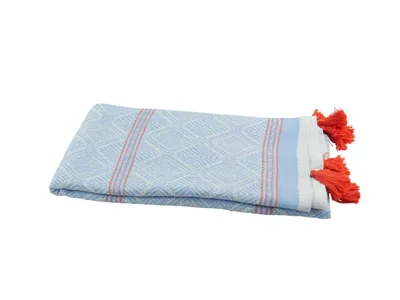 Produktbild von Hamamtuch für Strand und Wellness 90x150 cm hellblau rot Allover Muster