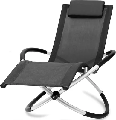 Immagine prodotto di Bc-elec - HMBL-04-BLACK Poltrona lounge nera, poltrona relax da giardino, poltrona da giardino, poltrona a dondolo, resistente alle intemperie, max 180kg