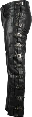 Produktbild von Lederhose Bikerhose Lederjeans Schnallen Rockerhose Rockerlederhose 5 Pocket (40)