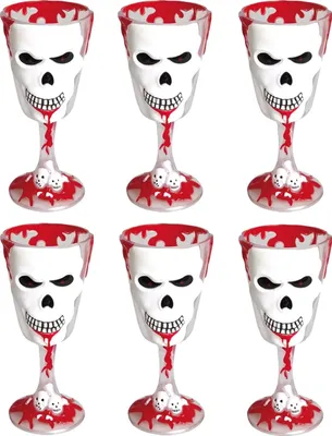 Produktbild von 6 Stück Totenkopf Weingläser als Halloween Accessoires