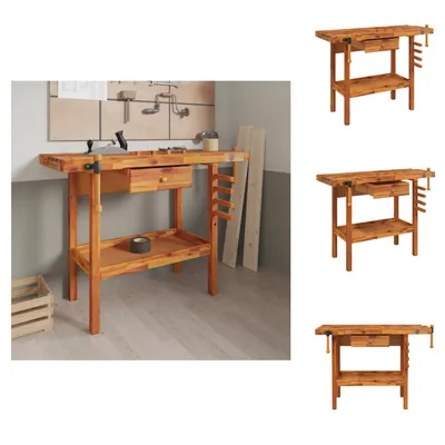 Produktbild von vidaXL Werkbank mit Schubladen Schraubstöcken 124x52x83 cm Akazienholz - Werkbänke