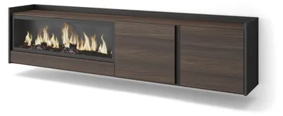 Produktbild von TV-Möbel Holzeffekt eiche schwarz 212x35x50cm Kamin mit Feuereffekt
