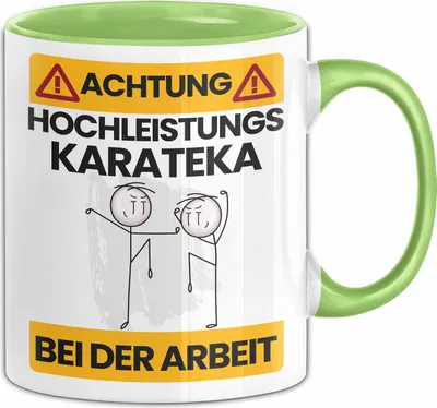Produktbild von Karateka Tasse Geschenk Lustiger Spruch Geschenkidee für Karateka Achtung Hochleistungs Karateka Bei Der Arbeit (Grün)