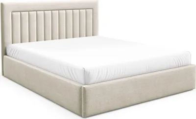 Produktbild von Selsey Averin - Polsterbett 140x200 mit Bettkasten, hellbeige Velours