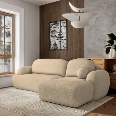 Produktbild von Masseno Ecksofa MODENZA N R-S mit Schlaffunktion L-Form, Sofa mit Bettkasten, Wohnzimmersofa, Couch, Soffa, Bettsofa, Couchgarnitur- Creme, NOW OR NEVER 02