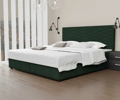 Produktbild von Boxspringbett Schlafzimmerbett OMERO 120x220cm Stoff Dunkelgrün inkl. Bettkasten