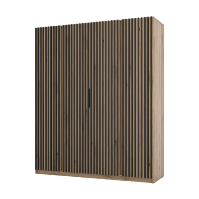 Produktbild von Viertüriger Kleiderschrank 200 VERU – Schwarz / Evoke Eiche / Evoke Eiche