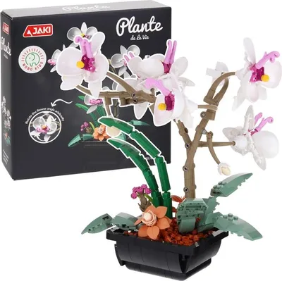 Produktbild von Bausteine Blume Orchidee im Topf Weiß zum Zusammenbauen 581 Teile.