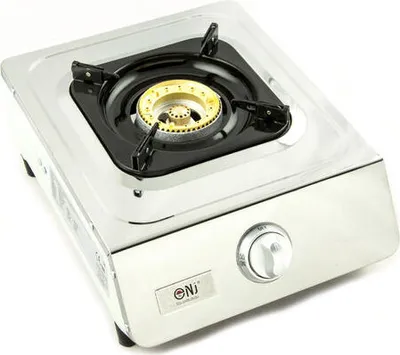 A single burner gas stove on a white background.