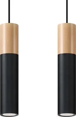 Produktbild von Hängeleuchte PABLO 2 schwarz 2xGU10 10W Stahl/Holz 90x6x30cm Sollux Lighting