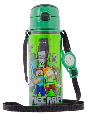 Produktbild von Kinder Trinkflasche Minecraft 600ml Tragegurt Aluminium GameCharakter