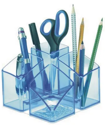 Produktbild von Schreibtischköcher Scala blau transparent Packung mit 4 Stück