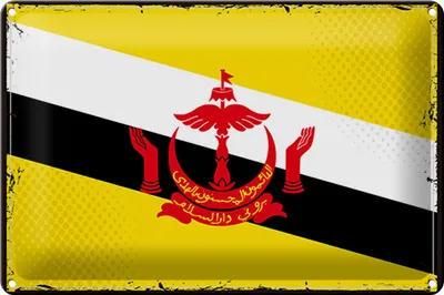 Produktbild von Blechschild Flagge Bruneis 30x20cm Retro Flag of Brunei