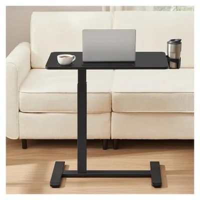 Obrázek produktu pro Mobilní pomocný stolek na kolečkách s držáky na nápoje | Barva: černá | Rozměry: 70 x 40 x 65-102 cm