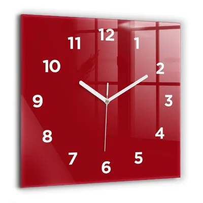 Produktbild von Wallfluent Große Wanduhr – Stilles Quarzuhrwerk - Uhr Dekoration Wohnzimmer Schlafzimmer Küche - Zifferblatt - weiße Zeiger - 60 cm - Rot