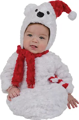 Produktbild von Flauschiges Weihnachts Eisbär Plüsch Kostüm für Babys | 0-6 Monate