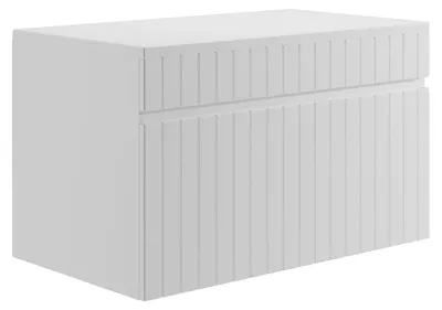 Produktbild von Waschbeckenunterschrank hängend mit Aufsatzplatte - Weiß gerippt - 80 cm - SATARA