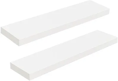 Produktbild von Unyqoos® Schwebendes Wandregal-Set (2 St.) – 3,8 cm starke Regalböden mit Metallrahmen, je 10 kg Tragkraft, unsichtbare Halterungen
