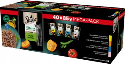 Produktbild von Sheba Nature's Collection Wybór Smaków - mokra karma dla dorosłych kotów z kurczakiem, indykiem, tuńczykiem i łososiem w sosie, Saszetki 40x85g