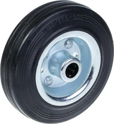 Image de roue de 125 mm avec caoutchouc noir sur centre en acier pressé