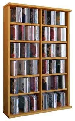 Zdjęcie produktu dla Wood CD Stand Shelf | Półka CD z miejscem na 300 płyt CD lub 130 DVD lub 72-wideo | Wymiary: H. 92 x W. 60 x D. 18 cm. | Elegancka półka DVD | Półka Blu ray | Półka CD - Ronul