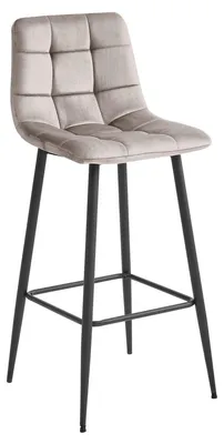 Immagine prodotto di Sgabello da bar Arceto in velluto beige scuro e metallo nero