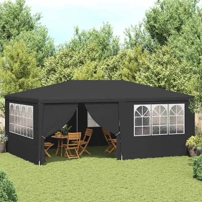 Image de Tente de réception Exclusive - Tente de fête professionnelle avec parois latérales, dimensions 4x6 mètres, couleur anthracite, grammage 90 g/m²