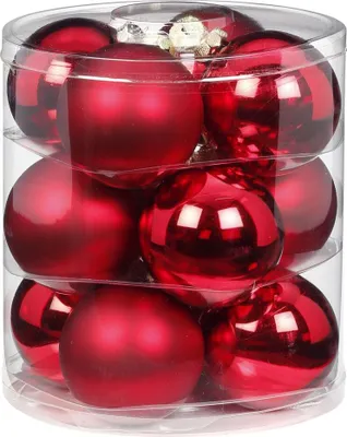 Produktbild von Weihnachtskugeln Glas 8cm, 12 Stück, Farbe:bordeaux - ochsenblut