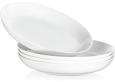Produktbild von 4er Set Pastateller/Suppenteller Cremeweiß Porzellan 1300ml Tiefe Teller für Pasta, Suppen, Salat